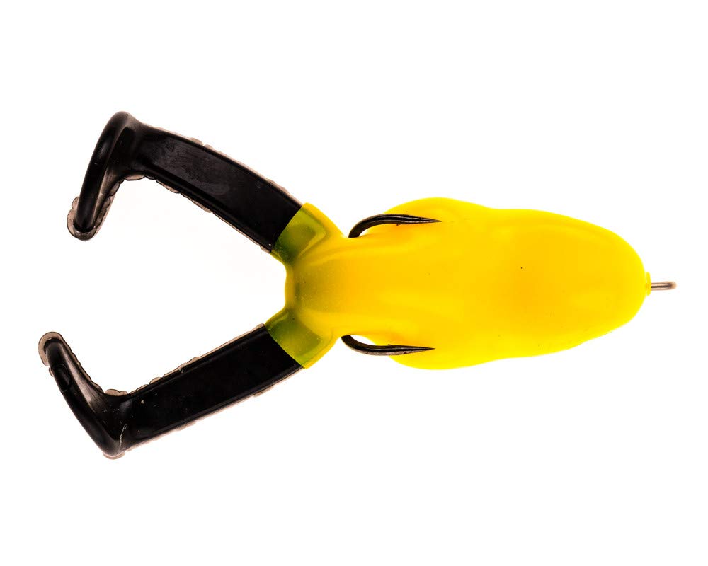 Scum Frog Bigfoot Topwater Bass Fishing Paddle Foot Hollow Body Frog Lure with Weedless Hooks, Bigfoot (3/8 Ounce), School Bus Yellow