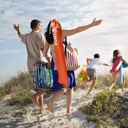 AMMSUN Shade Umbrella, Premium Portable Umbrella with Stand, 6.5ft Lightweight Free Standing Canopy for Sporting Games, Adjustable Instant Sun Protection and Easy to Carry, Orange