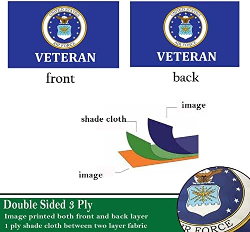 Air Force Emblem Veteran Flags 3x5 Outdoor Double Sided- Military Flag 3 Ply Heavy Duty with 2 Brass Grommets for Outside Oudoor