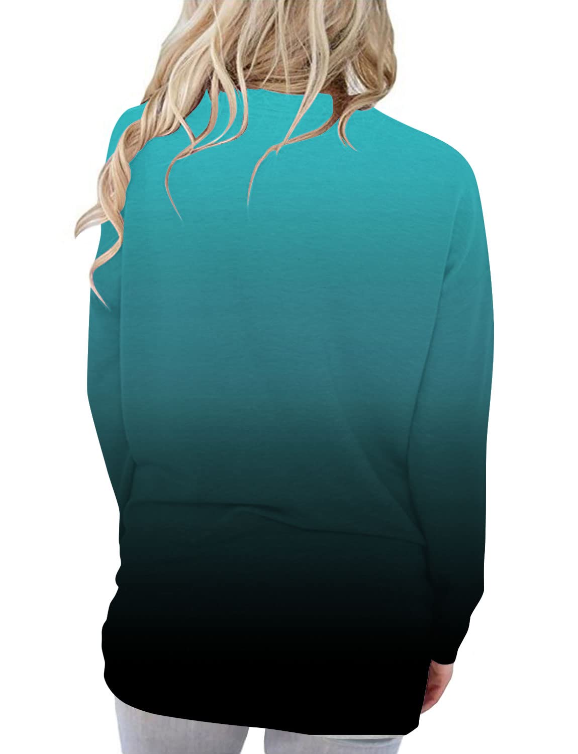 Angerella Color Block Tie Dye Sweatshirts for Women Long Sleeve Crew Neck Plus Size Plain Fashion Casual Tops BlueBlack 3XL