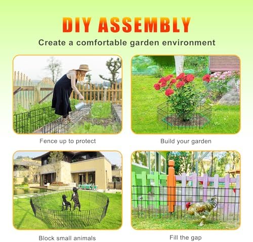 Animal Barrier Fence No Dig 10pcs Garden Fence 10.8ft(L) X17 H Dog Fence Panels 1.5" Gap No Dig Garden Borders for Yards, Metal Fence Panels Outdoor Rustproof