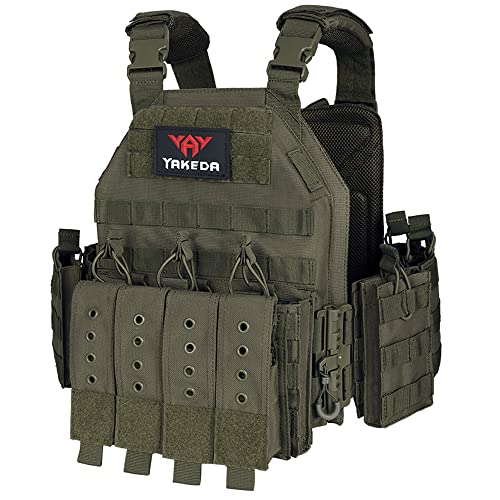 vAv YAKEDA Tactical Vest for Men Quick Release Outdoor Airsoft Vest Adjustable for Adults (Army green)