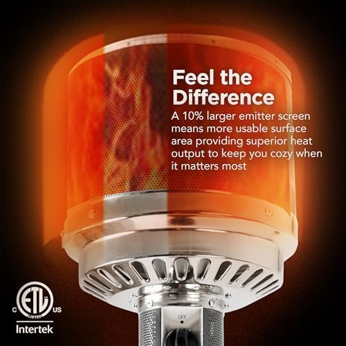 Amazon Basics 46,000 BTU Outdoor Propane Patio Heater with Wheels, Commercial & Residential, Havana Bronze, with Water Tank, 32.1 x 32.1 x 91.3 inches (LxWxH)