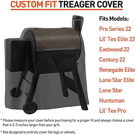 Pellet Grill Cover Compatible with Traeger Pro 22 Series - Waterproof Wood BBQ Smoker Protector for Century 22, Eastwood 22, Pro 575, Lil' Tex Elite 22, Heavy Duty Polyester Grilling Covers