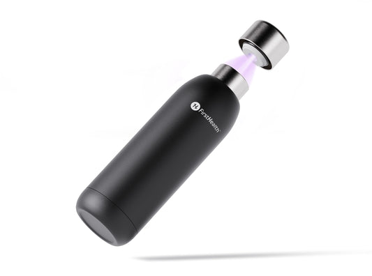 FIRSTHEALTH UV Self Cleaning and Water Purifying Bottle -18 Ounce Insulated Rechargeable Stainless-Steel Tumbler, Reusable, Kills 99.9% of Germs, Bacteria. Keeps Hot for 12-HR or Cold for 24-HR