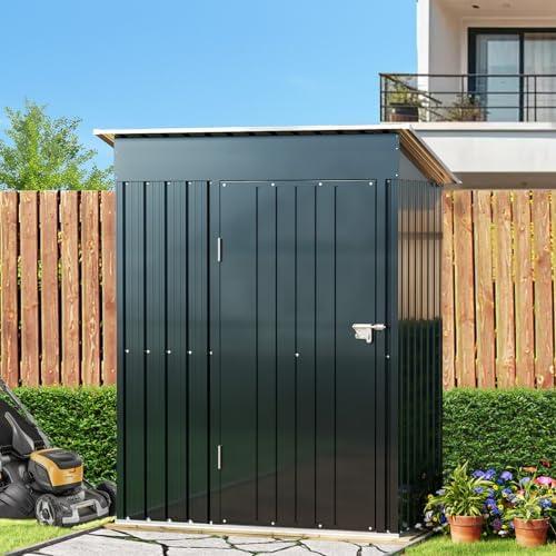 5x3FT Vertical Outdoor Steel Storage Shed, Lockable Doors, Compact Metal Tool Shed for Garden, Backyard, Patio, Utility, and Bike Storage