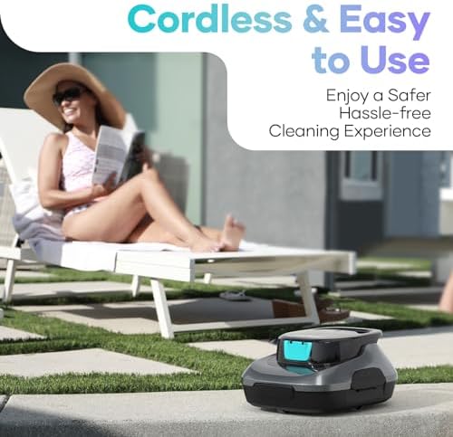 AIPER Cordless Automatic Cleaner, Pool Vacuum with Auto- Parking, Lightweight, Ideal for Above Ground Flat Pool up to 860 sq.ft.