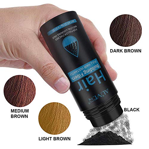 Aliver Hair Fibers for Thinning Hair with Spray Dark Brown - Undetectable Natural Formula - Thicker Fuller Hair in 15 Seconds - Conceals Hair Loss & Look Younger - Designed for Men & Women,0.97Oz