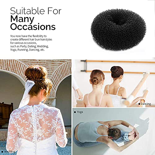 Hair Donut Bun Maker Blonde, Ring Style Bun, 2PCS Chignon Hair Increase Doughnut Shaper for Thick and Long Hair (X-Large, 4.5 Inch/Black)