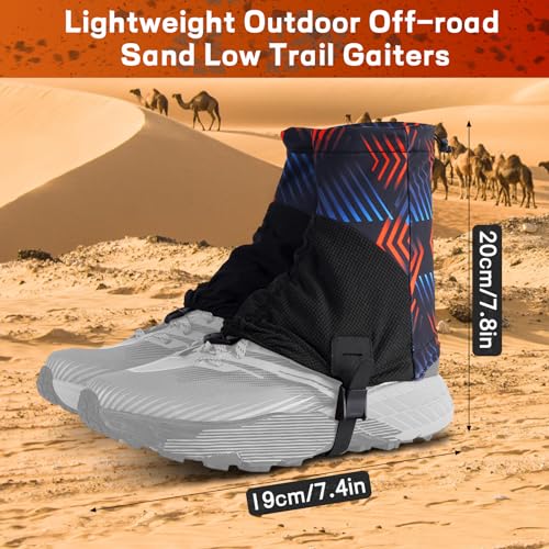 Ldafava Gaiters for Hiking, Running Shoe Gaiters, Trail Running Gaiters Sandproof, Waterproof Hiking Gaiters, Ankle Gaiters for Hiking, Snow, Trail Running, Hunting, Skiing, Mountain Climbing (Blue)