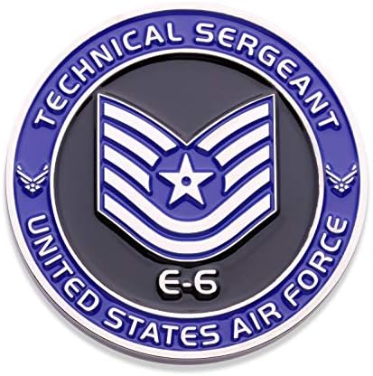 Air Force Technical Sergeant E6 Challenge Coin! United States Air Force Tech Sergeant Rank Military Coin. E-6 USAF Challenge Coin! Designed by Military Veterans - Officially Licensed Product!