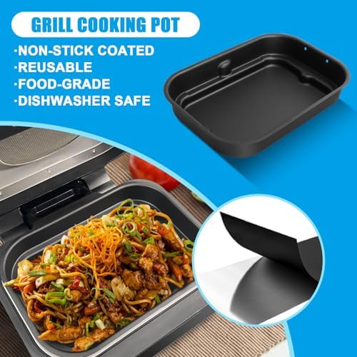 Grill Cooking Pot and Combo Crisper Basket for Ninja Foodi FG551/DG551 Smart XL Indoor Grill Accessories,Non-Stick Air Frying Basket & Griddle Pan Replacement for Ninja DG651
