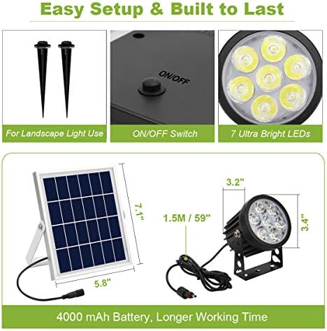 APONUO Solar Flag Light - Fits 1.4-3' Flag Poles, 2 Brightness Levels, Dusk to Dawn, IP65 Waterproof, Brightest for Outdoor Landscape, Patio (White)