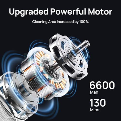 Cordless Robotic Pool Cleaner for Above Ground Pools, 130-Mins Runtime Pool Vacuum with Self-Parking & 1300 Sq. Ft Coverage, Powerful Suction & 6600mAh Battery for Longer Lifespan (White&Blue)