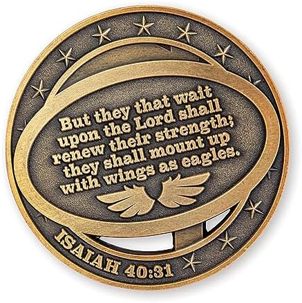 Antique Gold-Color Plated American Bald Eagle and Cross Christian Challenge Coin - Pack of 10 Bulk - Inspiring Strength and Faith - Great Gift for Men, Women, Boys, and Girls
