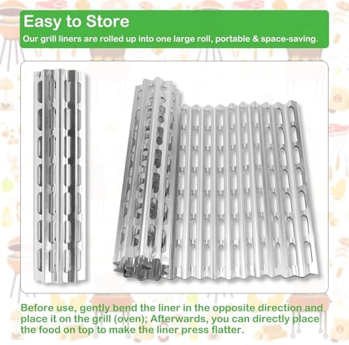 20 Pack Disposable Aluminum Grill Liners, 12" x 20" Rollable Grill Sheets for Grill Grates of Outdoor Charcoal BBQ