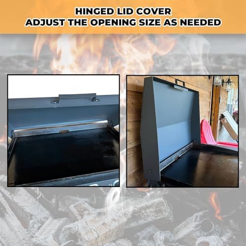 Kojem 36 inch Hinged Lid Cover Compatible with Blackstone Griddle Grill Lid Hard Cover with Rear Grease Collection Powder Coated Black