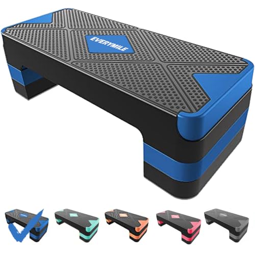 EVERYMILE Aerobic Exercise Step, Adjustable Aerobic Stepper for Exercise, Workout Step Platform, Step Up Box, 26.5" Step Deck with 4” 6” 8” Adjustable Height Risers, Women Home Gym Fitness