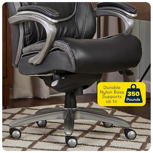 Serta Baxter Big and Tall Smart Layers Executive Office Chair with ComfortCoils, Ergonomic Computer Chair with Layered Body Pillows, Black & Gray Bonded Leather