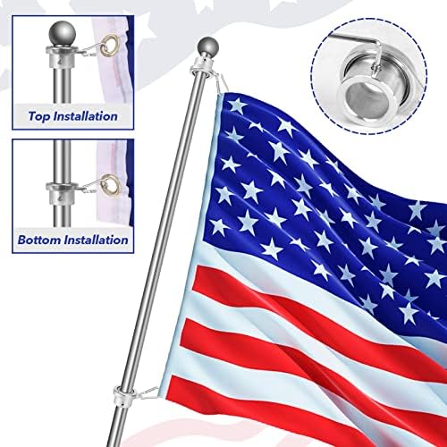 Aluminum Alloy Flagpole Ring Set with Bearings 2 Pack, Anti Wrap 360°Rotating Flag Mounting Ring Spinning Flag Pole Kit with Carabiner for 0.71-1.00 Inch Diameter Flagpole(Silver)