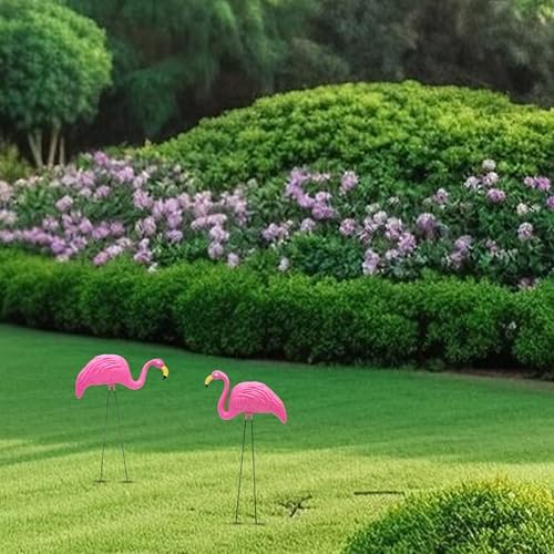 4E's Novelty 2 Pink Flamingos Yard Decorations - Extra Large 24" Flamingos Yard Ornaments - Pink Flamingos for Yard Sculptures & Statues - Lawn Flamingos Outdoor Garden Decor, Weather Resistant