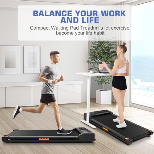 ANCHEER Under Desk Treadmill, 300LBS Capacity Compact Treadmills for Home/Office, 2.5HP Portable Walking Pad Treadmill with Remote Control Walking Jogging Running Exercise Machine