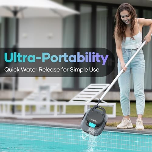 AIPER Cordless Automatic Cleaner, Pool Vacuum with Auto- Parking, Lightweight, Ideal for Above Ground Flat Pool up to 860 sq.ft.