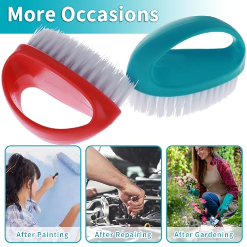 Amaxiu Hand Nail Brushes, 2pcs Grip Clean Heavy Duty Nail Brushes for Cleaning Fingernails Nylon Firm Stiff Bristles Deep Clean Scrubber for Mechanics Gardeners Hand Under Nails Toes(Red, Blue)