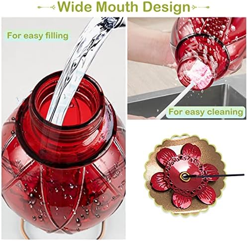 BOLITE Hummingbird Feeder, Glass Hummingbird Feeders for Outdoors Hanging, Five Feeding Ports, 20 Ounces, 2 Pack, Red and Purple, Birthday Gifts for Women Men, Gifts for Mom Dad