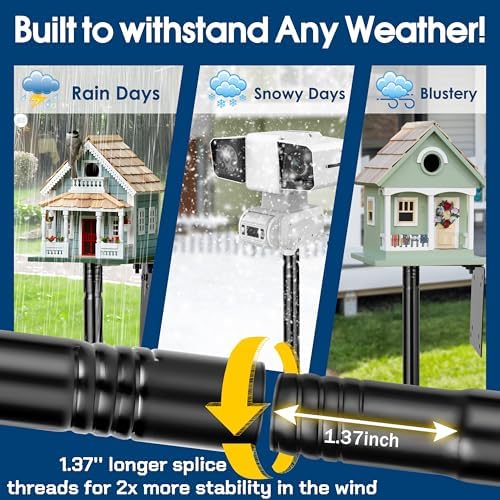 Ottsuls 2 Pack 109 Inch Heavy Duty Bird Feeder Pole Kit for Wild Birds, with 5-Prong Base Feeding Station, Adjustable Birdhouse Stand