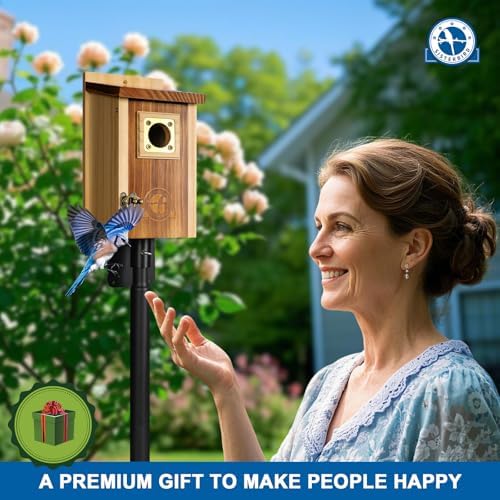 Pack of 2 Bluebird Houses for Outside, Premium Wooden Bird Houses for Outdoor, Weatherproof Blue Bird House, Bluebird Swallow Chickadee Wren, Assembly Required