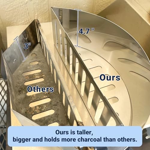 Skyflame 2 PCS Stainless Steel Charcoal Basket Holder, 2-IN-1 BBQ Grilling Accessories Compatible with Weber/Napoleon 22" / 26" Kettle Grill