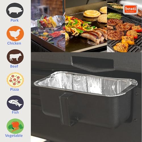 brati Upgrade Rear Grease Cup Replacement for Blackstone 17in 22in 28in 36in Griddle, Grease Tray with 20-Pack Grease Cup Disposable Liners