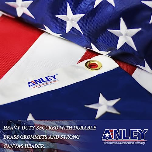ANLEY EverStrong Series American Flag 6x10 Foot Heavy Duty Nylon - Embroidered Stars and Sewn Stripes - 4 Rows of Lock Stitching - US National Banner Flags with Brass Grommets 6 X 10 Ft