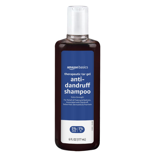 Amazon Basics Therapeutic Plus Coal Tar Anti-Dandruff Shampoo Extra Strength 1% Coal Tar, 6 Fl Oz, Pack of 1