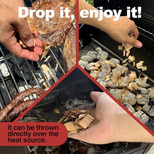 All-Natural Apple Wood Chips for Smoker, 180 Cu. in - Smoker Wood Chips for Grilling, BBQ & Camping - Compatible with Gas, Charcoal, Electric Grills (2 Pack) - Made in USA