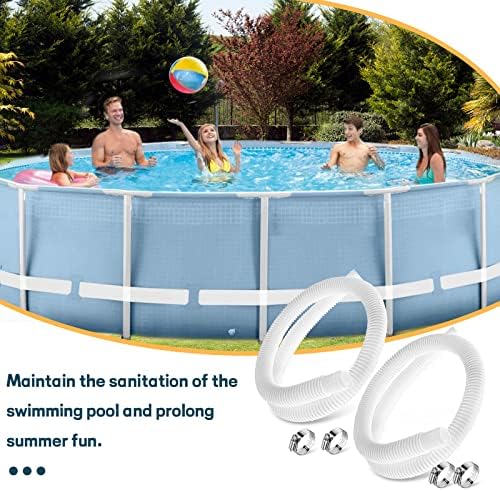 1.25" Pool Hose Replacement for Intex Pump - 59" Long Hose for Intex Filter Pump 607, 637, 1.25" Pool Connection Hose for Above Ground Pools 330GPH 530GPH 1000GPH Filter Pump (2 Hoses with 4 Clamps)