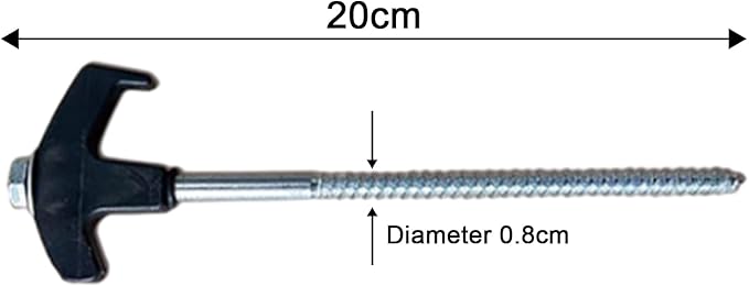 8" Screw in Tent Stakes - Ground Anchors Screw in, Screw in Tent Stakes Heavy Duty, Tent Pegs Camping Stakes, Metal Threaded Tent Spikes, Screw Tent Stakes with Hex Sleeves (8Pcs Black)