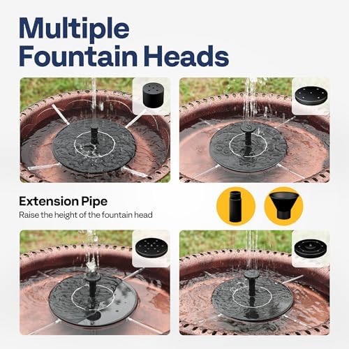 VIVOHOME Oval Polyresin Bird Bath Bowl with Solar Fountain, 29 Inch Height Outdoor Freestanding Birdfeeder with Metal Stake, Capacity 1.3 Gallons, 5-Pronged Base, Bronze