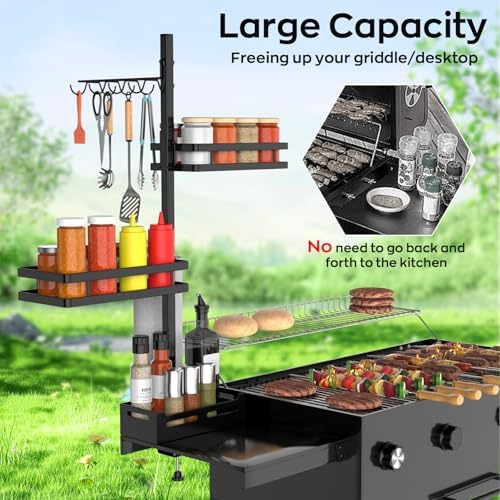 BORISI Griddle Caddy for Blackstone Griddle Accessories, BBQ Grill Caddy with Paper Towel Holder, Outdoor Kitchen Accessories for Camper, Grill Accessories Organizer, Grilling Gifts for Men
