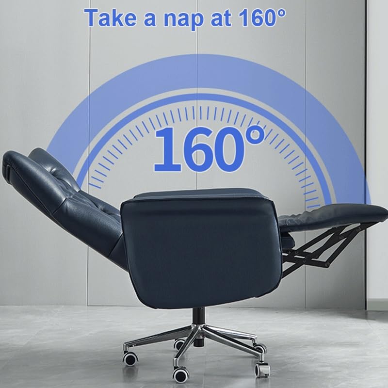 HIONJIN Office Chair Leather Home Desk 360° Rotating Office Chair