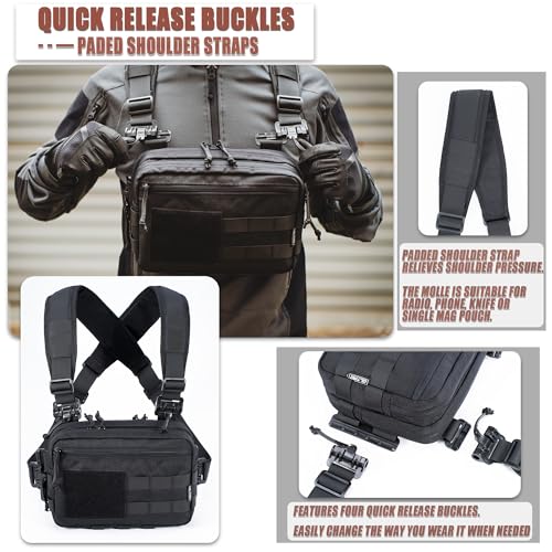 CLTAC Tactical Chest Rig Bag Concealed Carry CCW Pack Molle Pouch IFAK EMT Medical Organizer for Outdoor Hunting Shooting Hiking with Quick Release Harness