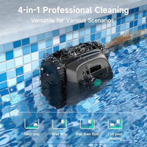 (2025 Upgrade) WYBOT C1 Robotic Pool Vacuum for Inground Pools, Cordless Pool Cleaner, 4-in-1 Wall & Waterline Cleaning Up to 1,614Sq.ft, Smart Navigation, App Support