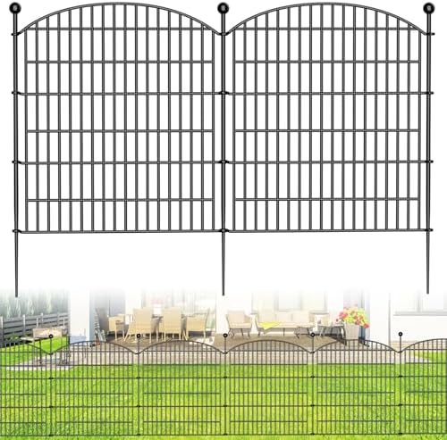 10 Panels Decorative Garden Fence - 32 in (H) x 23.6 ft (L) No Dig Dog Fence Outdoor for Yard, Rustproof Tall Garden Fencecing Panels, Animal Barrier Suitable for Yard Border, Patio, and Outdoor Use
