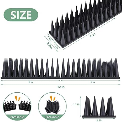 Bird Spikes, 30 Pack Bird Deterrent for Outside, Pigeon Spikes for Raccoon Squirrel Cats Bird Deterrent Spikes for Fences and Roofs to Keep Birds Away(28Feet)
