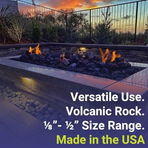 American Fireglass Small Lava Rock, 1/8" - 1/2" | Use in Fireplace, Fire Pit or Bowl | Outdoor & Indoor Volcanic Rock for Natural Gas or Propane Fires | Decorative Landscaping | 10 lb Bag