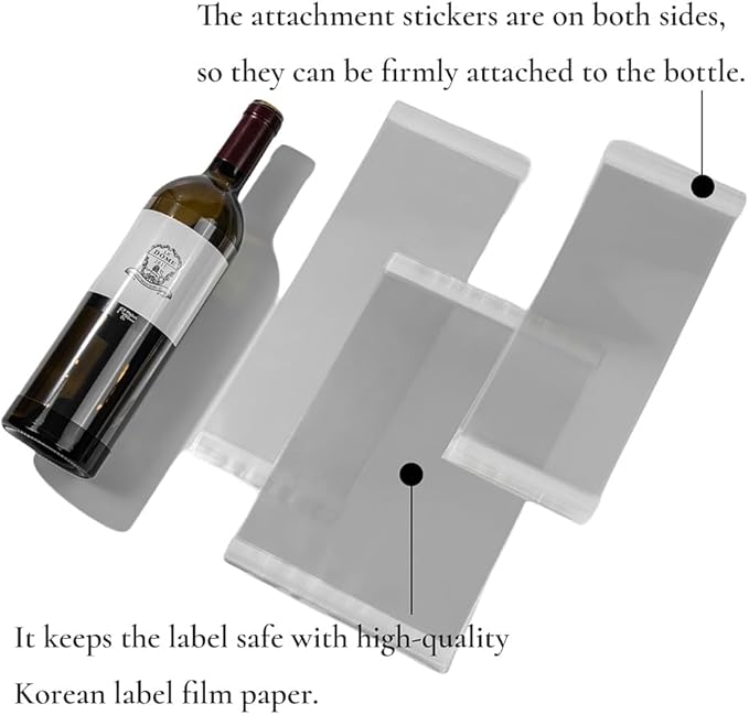 Cabernet Size Wine Label Protector Saver Film - 50 Pieces, 0.3mm Thickness Transparent Wine Label Film for Wine Label Protection Double Sided Sticker Wine Wedding Celebration Present