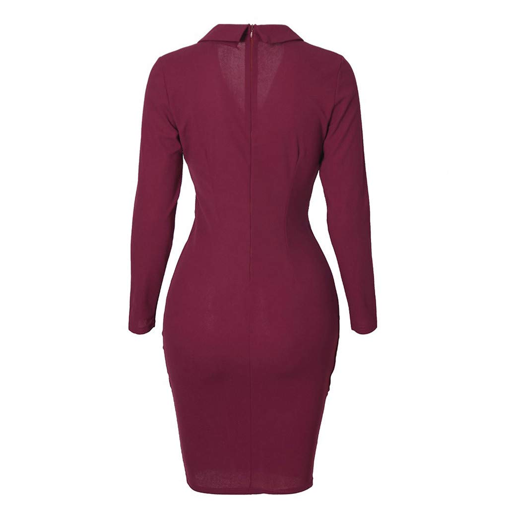 Aniywn Ladies Bodycon Blazer Dress Women Slim Fit Pinstripe Patchwork Bodycon Dress Suit Sets (Small, Z02#Wine)