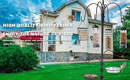 ERYTLLY Bird Feeding Station Kit Bird Feeder Pole Wild Bird Feeder Hanging Kit Planter Hanger Multi Feeder Hanging with Metal Suet Feeder Bird Bath for Attracting Wild Birds