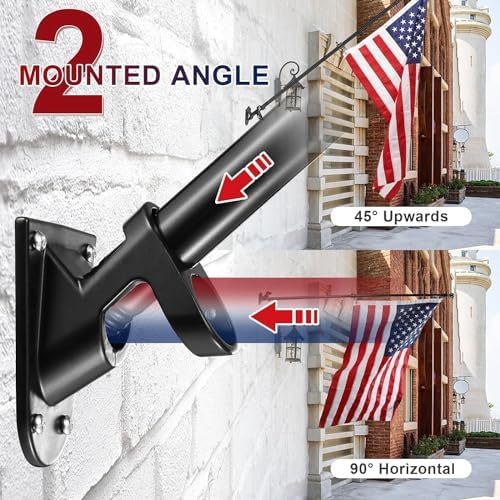 American Flag with Pole - Includes 6ft Heavy Duty Flag Pole Holder for Outside House,3x5 Embroidered US Flag and Wall Mount Bracket,Tangle Free Flagpoles Kit for Porch,Fence,Outdoor